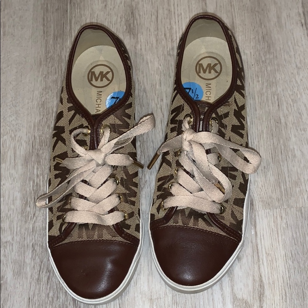 Michael Kors Brown MK Leather Toe Sneakers